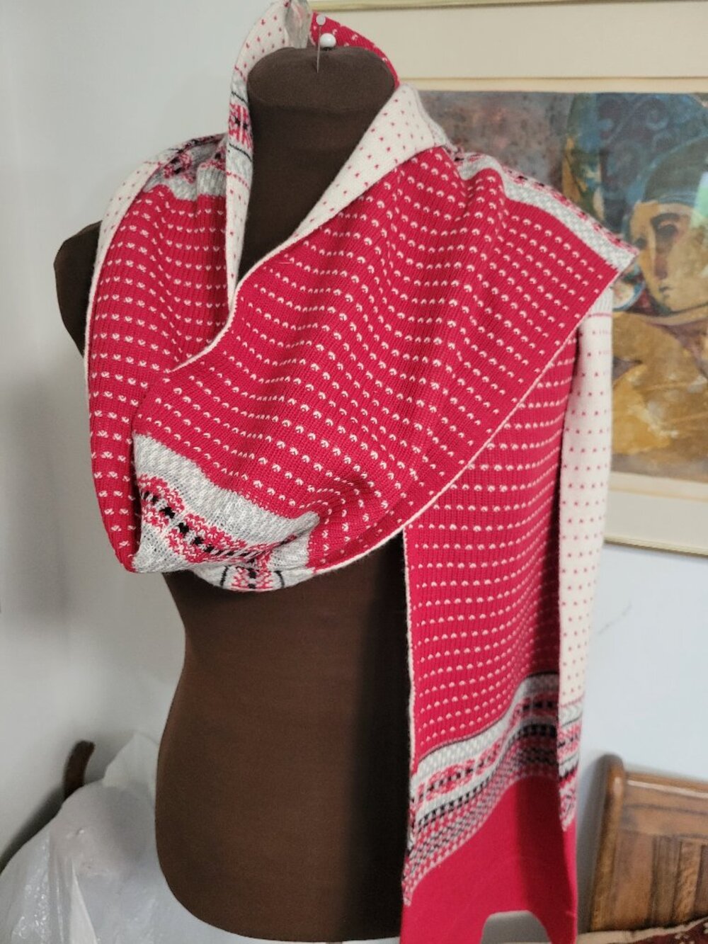 Talbots Wool Blend Fairisle Patterned Rectangular Scarf